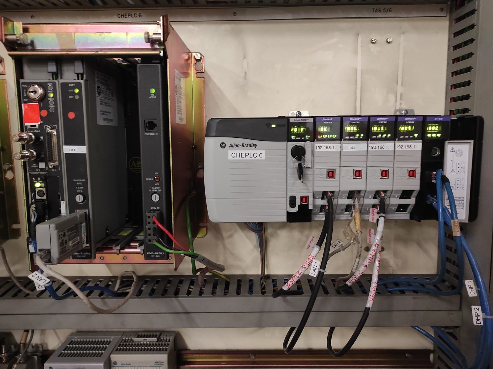 Close-up of New ControlLogix PLC in CHEPLC Panel After Works